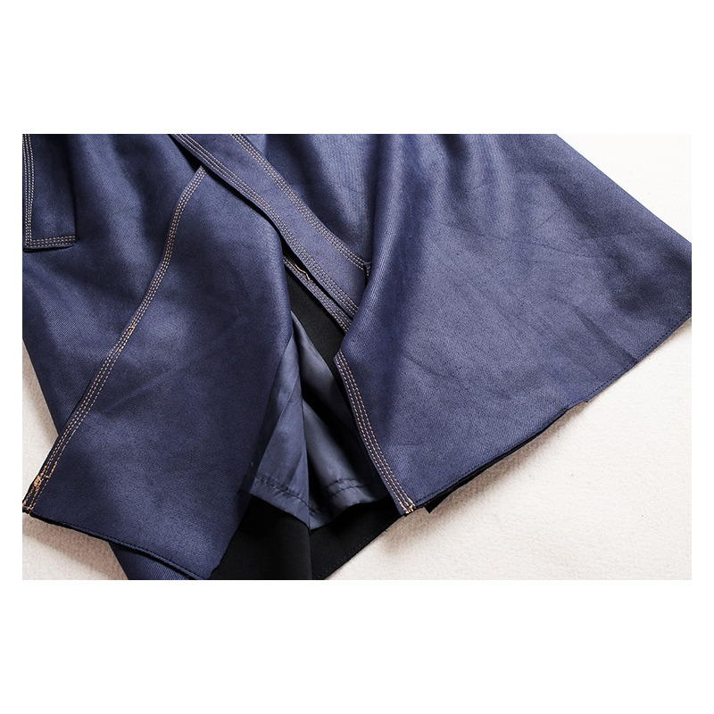 Doble Botonadura De Manga Larga Solapas De Muesca Trench Coat Con