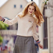 Femmes Col Rond Broderie Florale Ruffle Manches en Tricot Pull