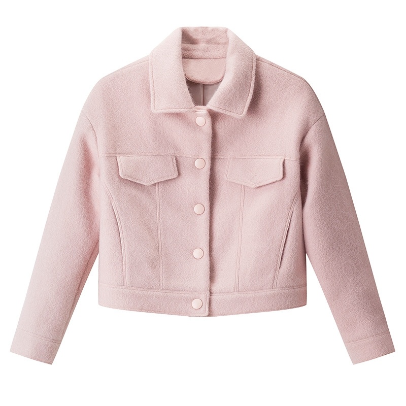 Invierno Casual Misty Rose Solo Pecho Corta Chaqueta De Lana