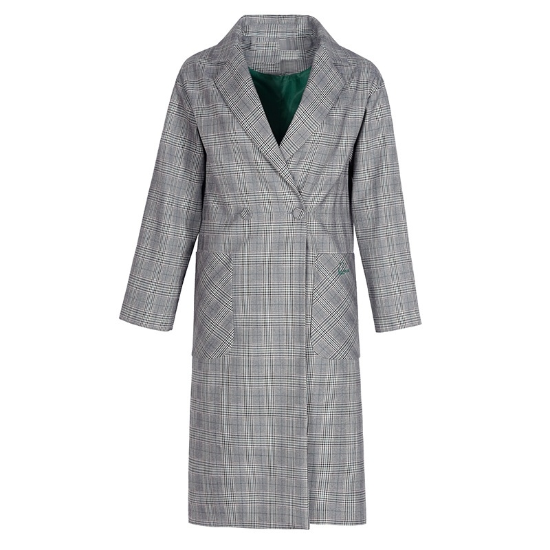 Femmes Plaid Vérifié le Revers de Manteau Manteau Avec Deux grands Fente