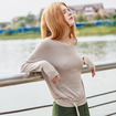 Women's Long Sleeve V Neck Loose Knit Sweater With Tie Waist