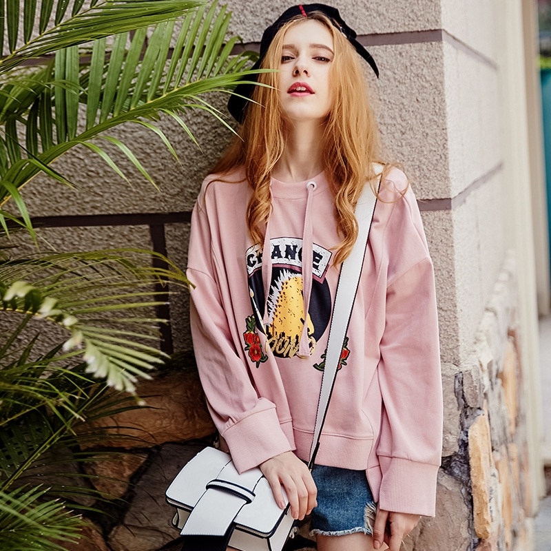 Cartoon-Stickerei-Boyfriend Round-Neck Knit-Pullover | VoguesUs