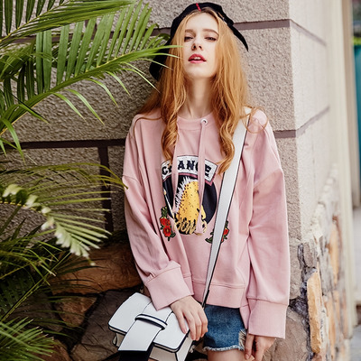 Cartoon-Stickerei-Boyfriend Round-Neck Knit-Pullover | VoguesUs