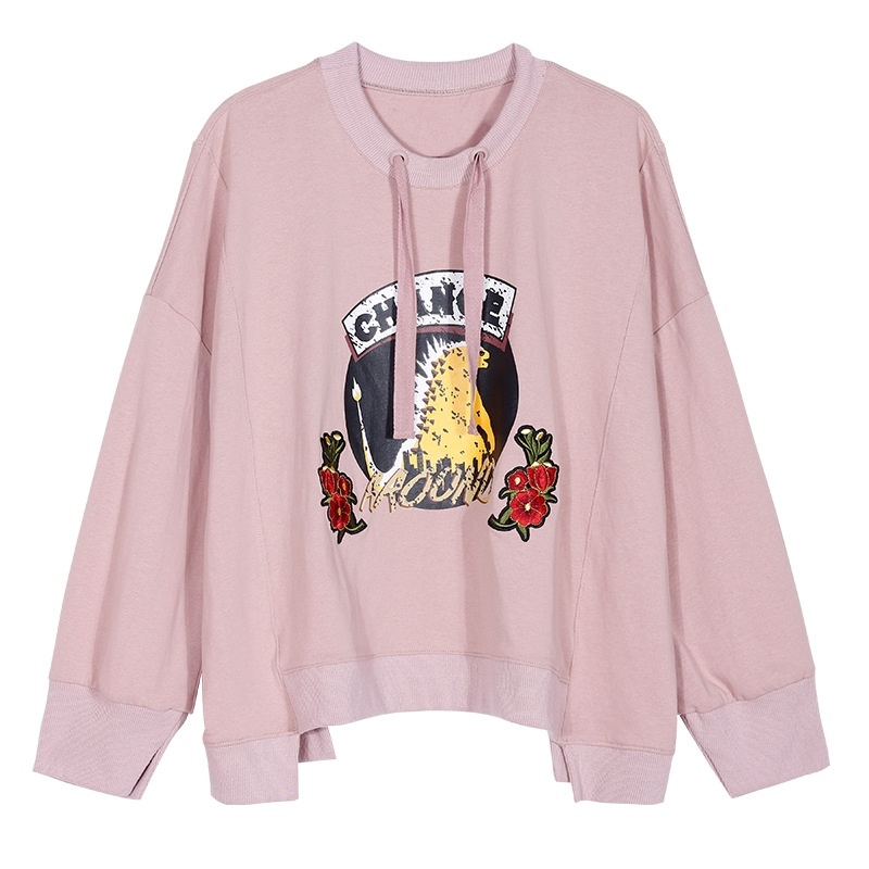 Cartoon Embroidery Boyfriend Round Neck Knit Sweater | VoguesUs