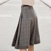 Women's Autumn And Winter Plaid Stitching A Line Skirt With Metal Ring
