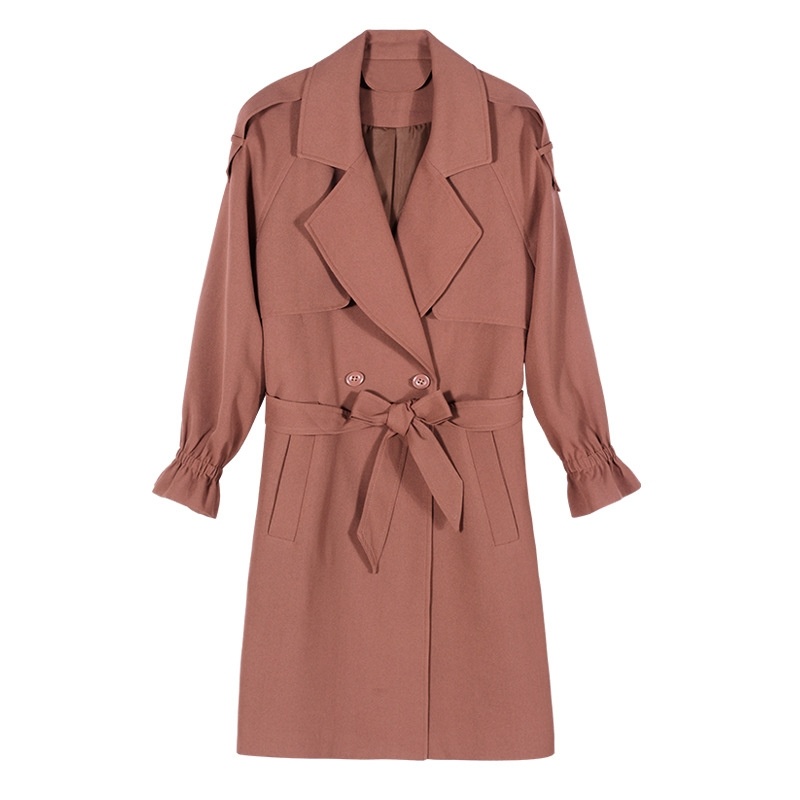 Les femmes de la Lumière de Corail Long Trench-Coat Avec des Poches Fendues | VoguesUs