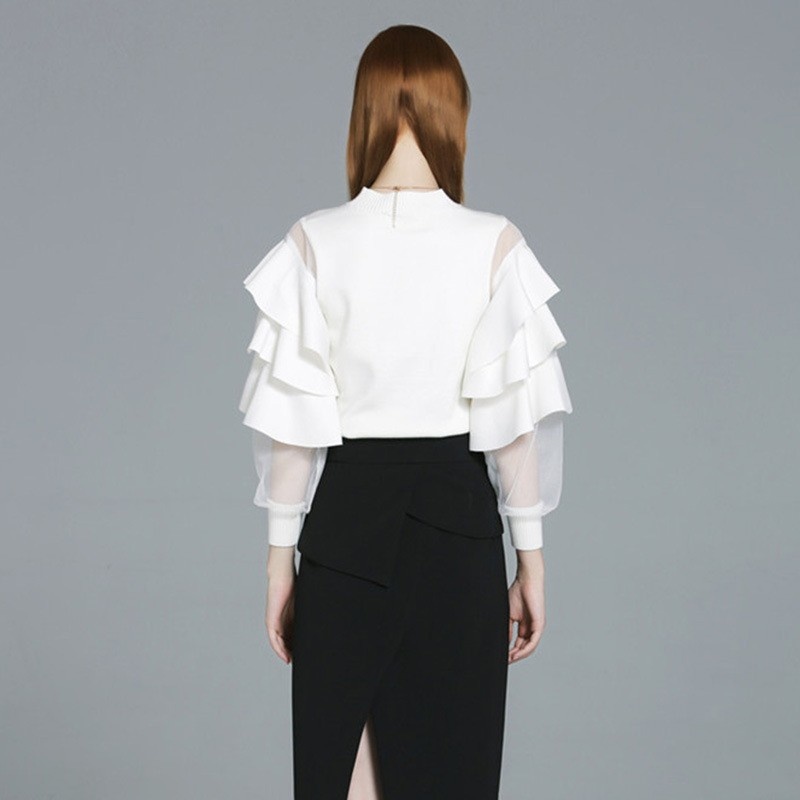 Mode Sexy Naht Lotus-Blatt-Rundhals-Pullover | VoguesUs