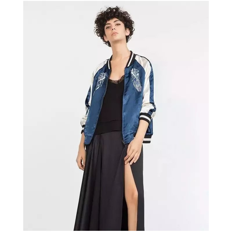 Lourd Broderie Sports De Vent Vêtus De Soie Veste De Baseball Sur Les