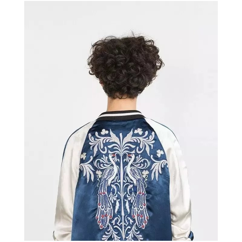 Lourd Broderie Sports De Vent Vêtus De Soie Veste De Baseball Sur Les