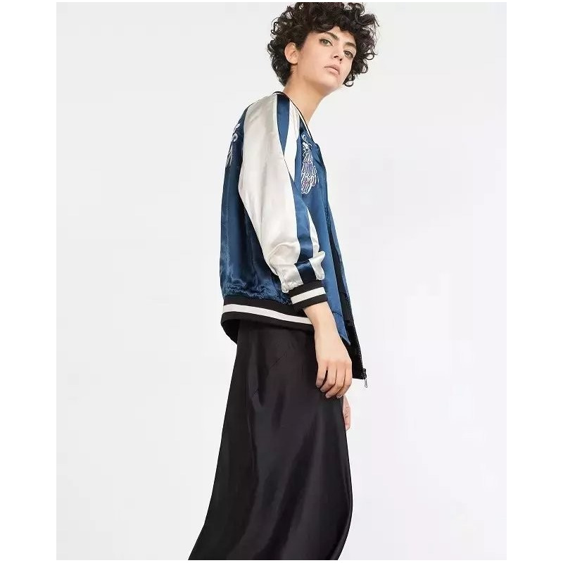 Lourd Broderie Sports De Vent Vêtus De Soie Veste De Baseball Sur Les