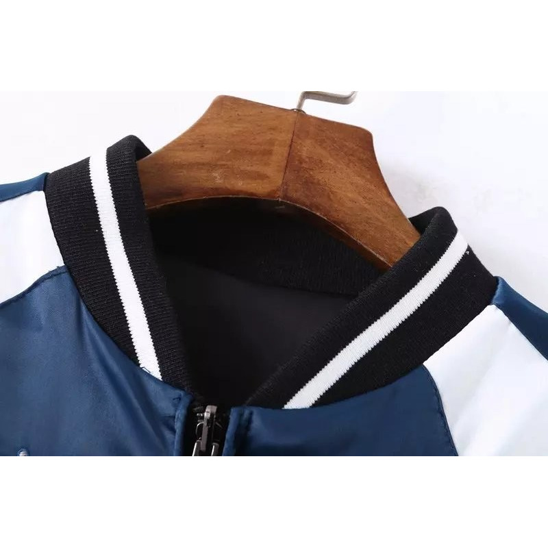 Lourd Broderie Sports De Vent Vêtus De Soie Veste De Baseball Sur Les