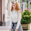 Womens' White Lapel Single Breasted Long Sleeve Shirt