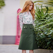 Solid Color Two Pockets Midi Skirt With Stitch Detail
