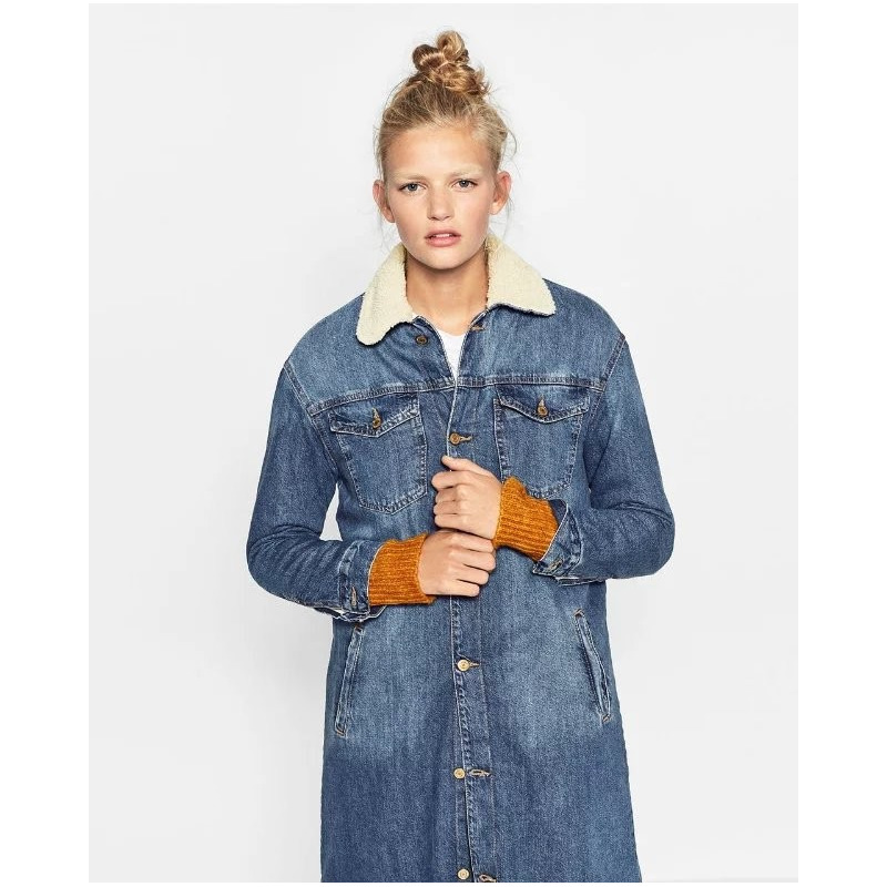Fashion Personality With A Long Section Of Denim Cotton | VoguesUs