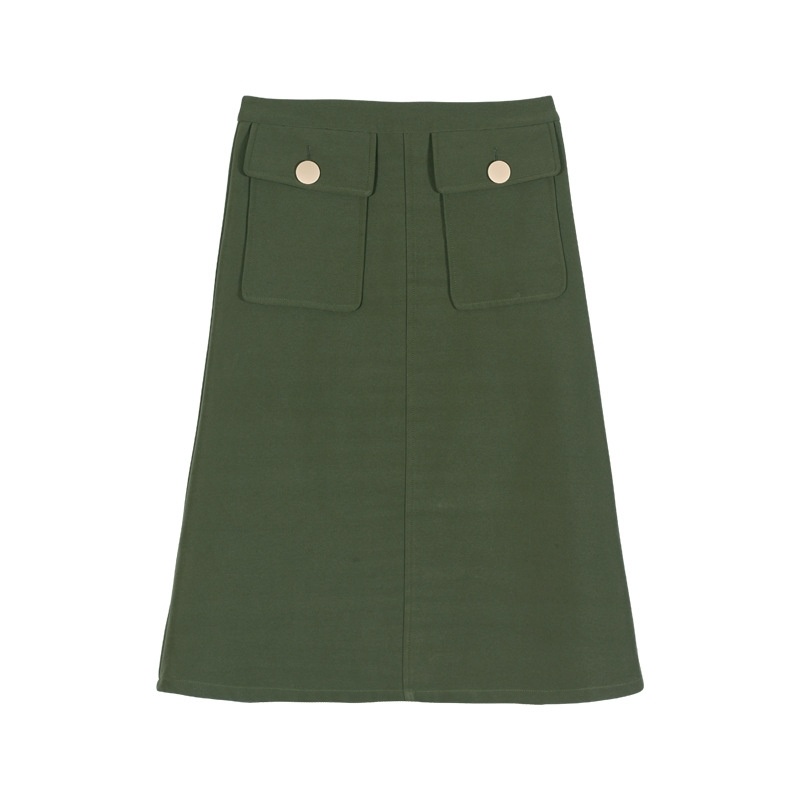 Puro Color De La Costura De La Cremallera Delgado Era Delgada Falda Retro