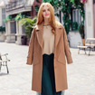 Camel Korean Style Single Breasted Long Sleeve Lapel Wool Tailored Coat