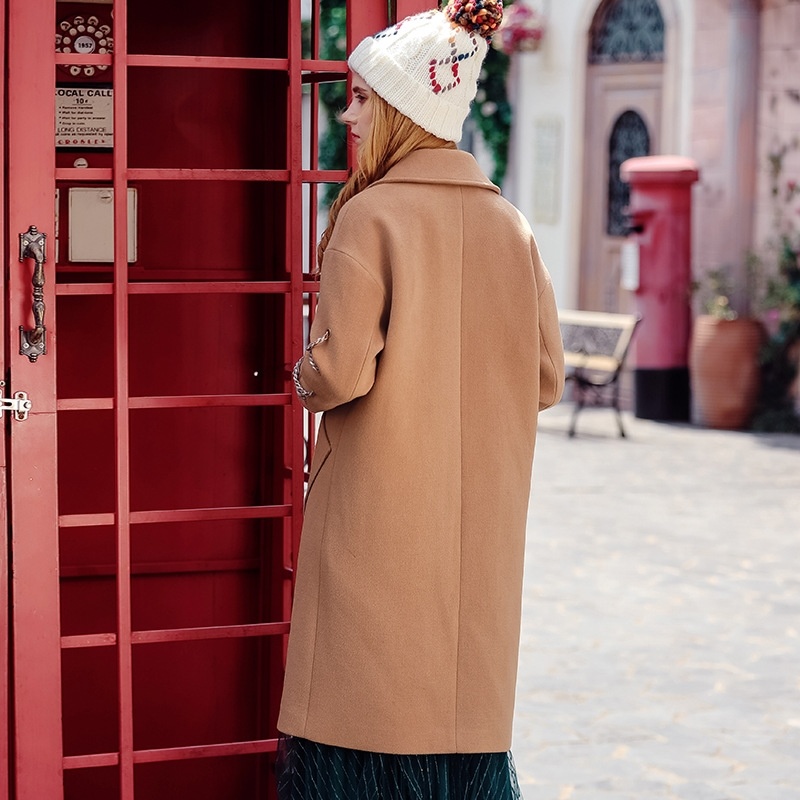 Camel Korean Version Of The Wool Woolen Single-Breasted