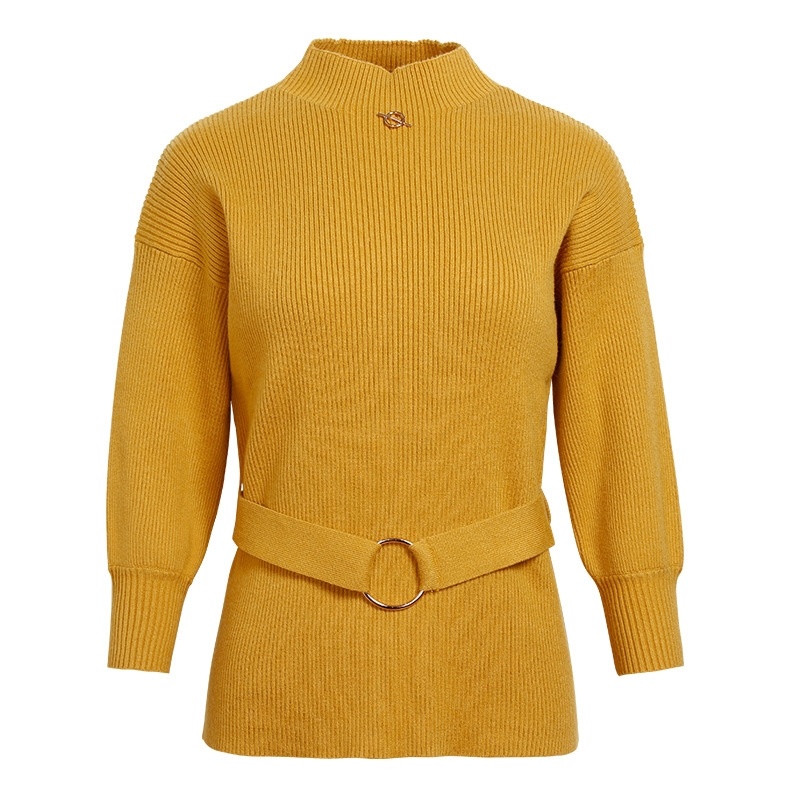 Solid Color Nine Points Sleeve Lanterns Sleeves Sweater