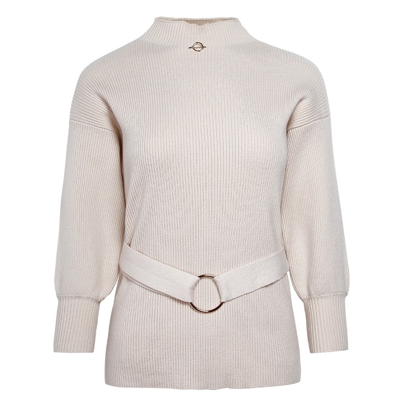 Solid Color Nine Points Sleeve Lanterns Sleeves Sweater