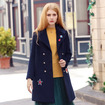 Korean Style Classic Double Breasted Embroidery Wool Coat
