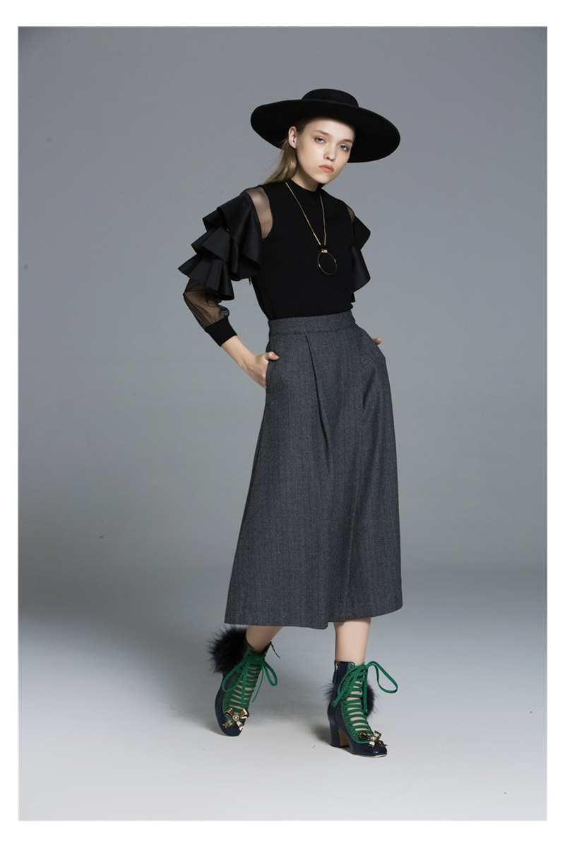 Mode Sexy Naht Lotus-Blatt-Rundhals-Pullover | VoguesUs