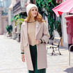 Korean Style Lapel Street Two Pockets Wool Coat With Ring Decorative