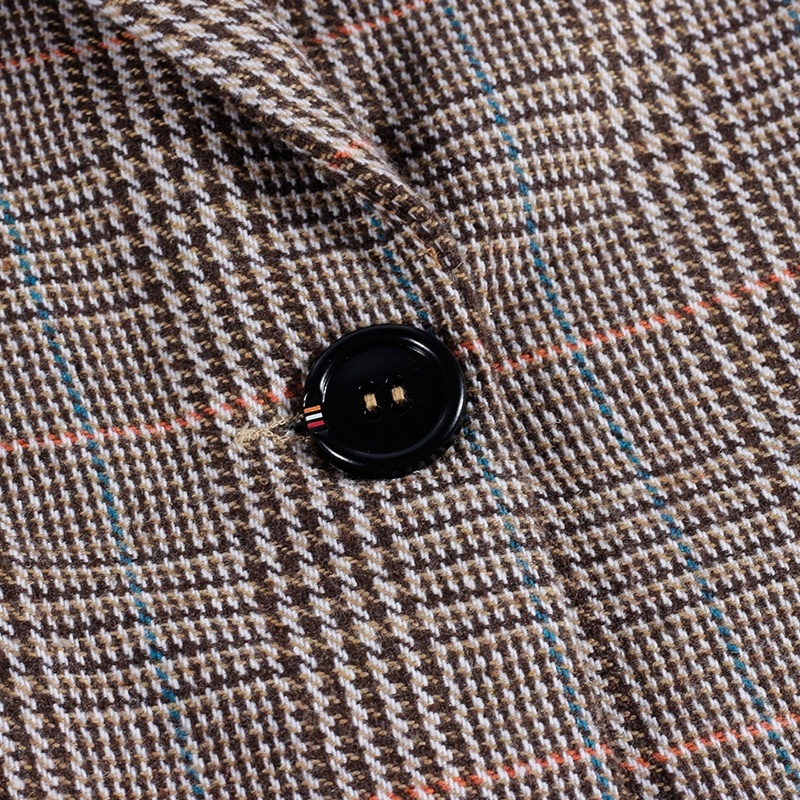 Autumn Plaids Lapel Long Sleeves One Button Wool Coat | VoguesUs