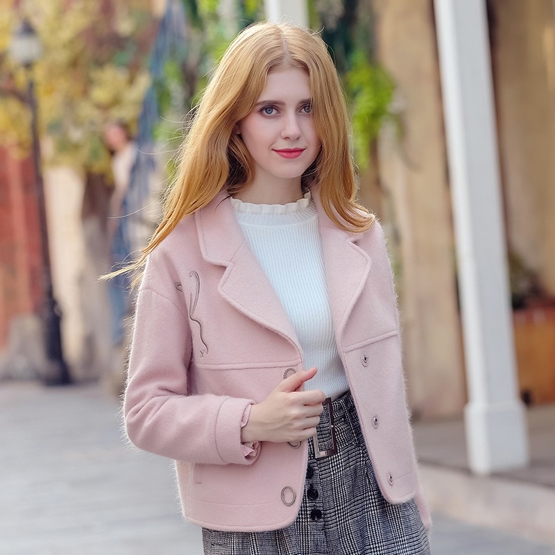 Pink Single-Breasted Coat Temperament Ladies Short Jacket