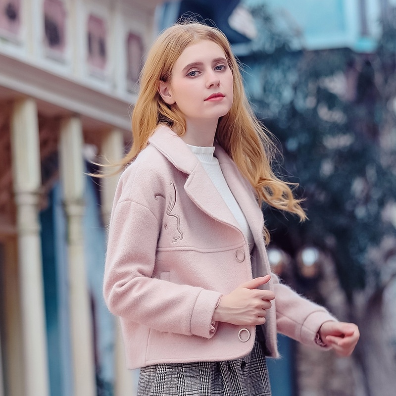 Pink Single-Breasted Coat Temperament Ladies Short Jacket