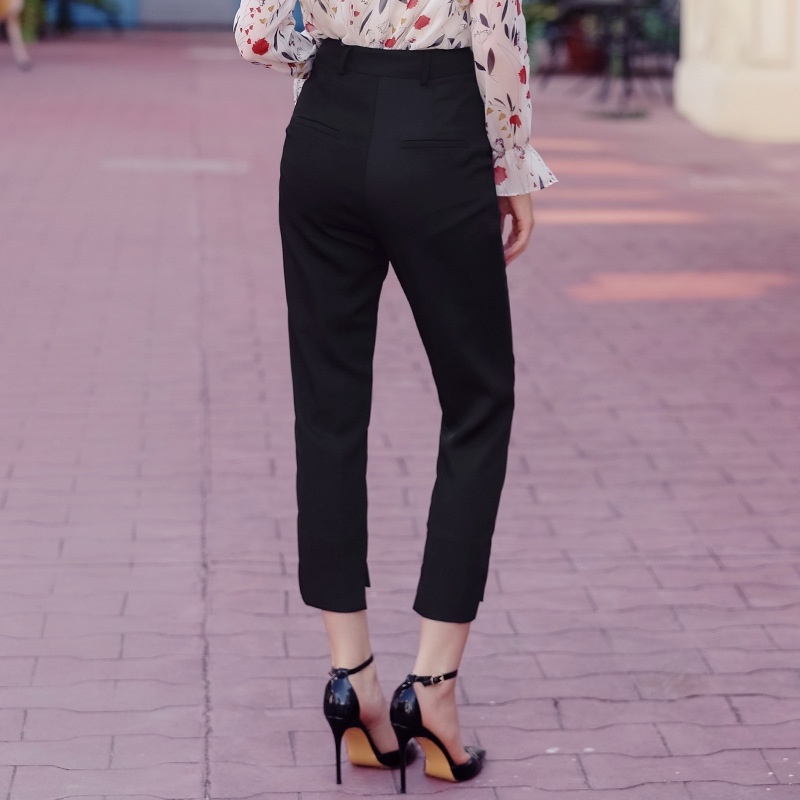 Version Coréenne De Slim Noir Était Mince, De Longues Lignes Droites Pantalon Casual