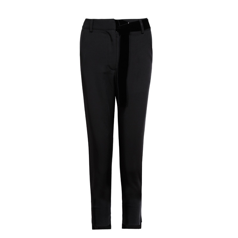 Version Coréenne De Slim Noir Était Mince, De Longues Lignes Droites Pantalon Casual