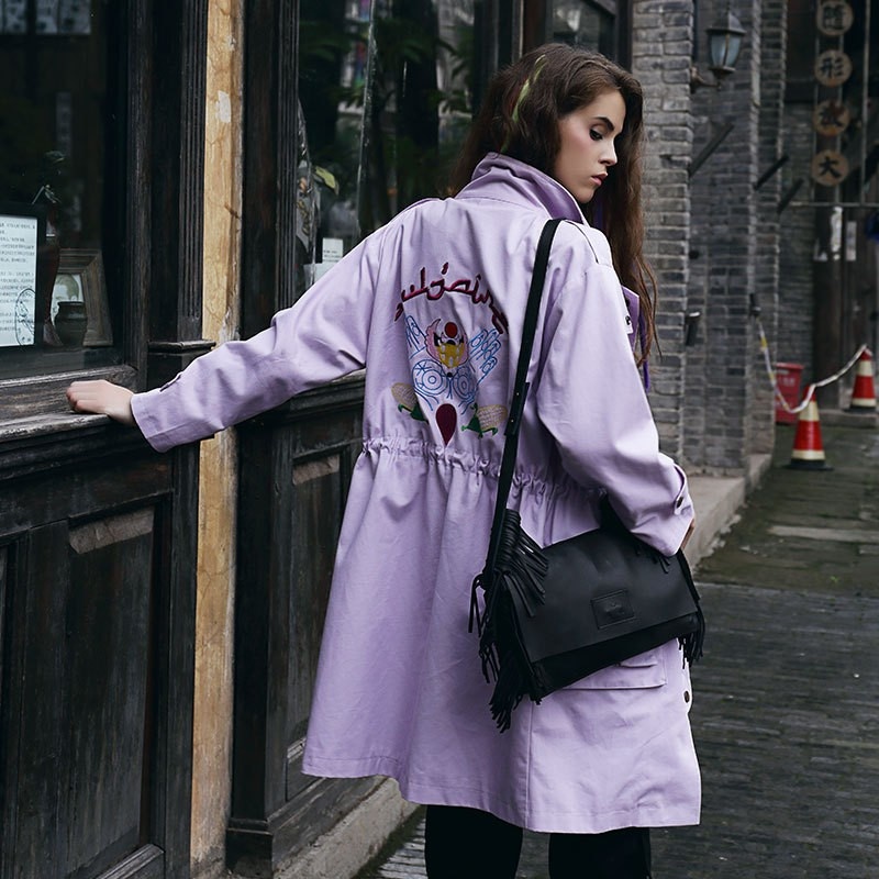 Simple Mode Ambiance Dos Broderie Tendance Manteau | VoguesUs