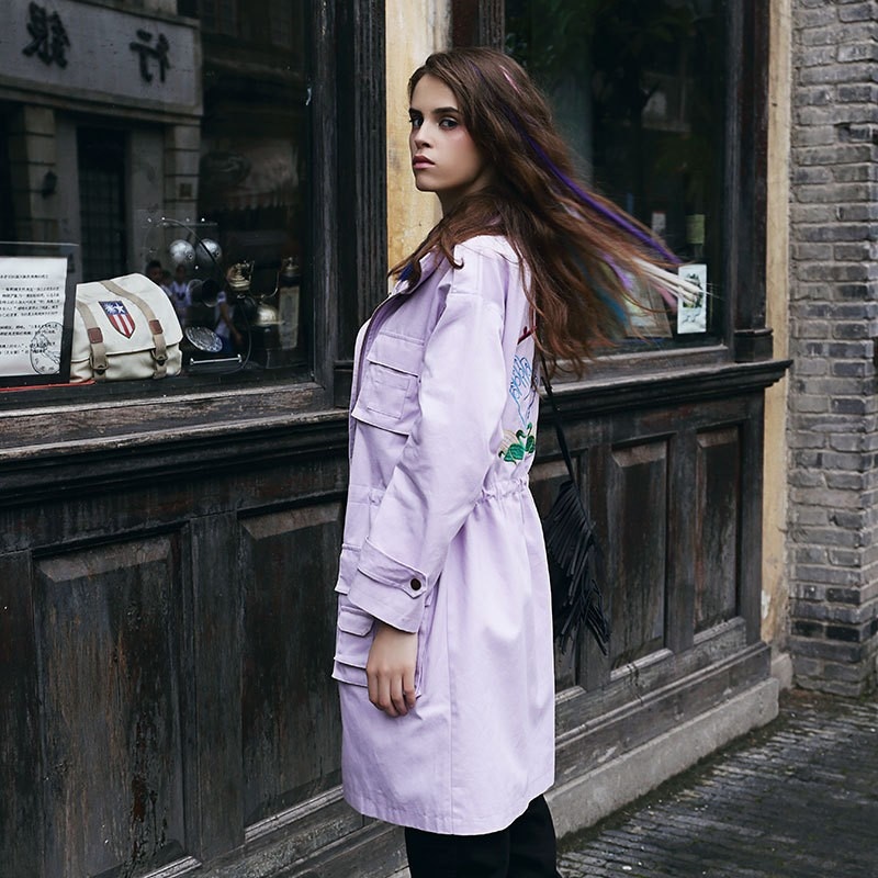 Simple Mode Ambiance Dos Broderie Tendance Manteau | VoguesUs