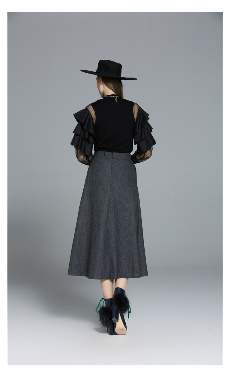 Mode Sexy Naht Lotus-Blatt-Rundhals-Pullover | VoguesUs