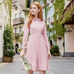 Pure Color Is Thin And Loose Waist Sweet Wild Plus Velvet Pleated Dress