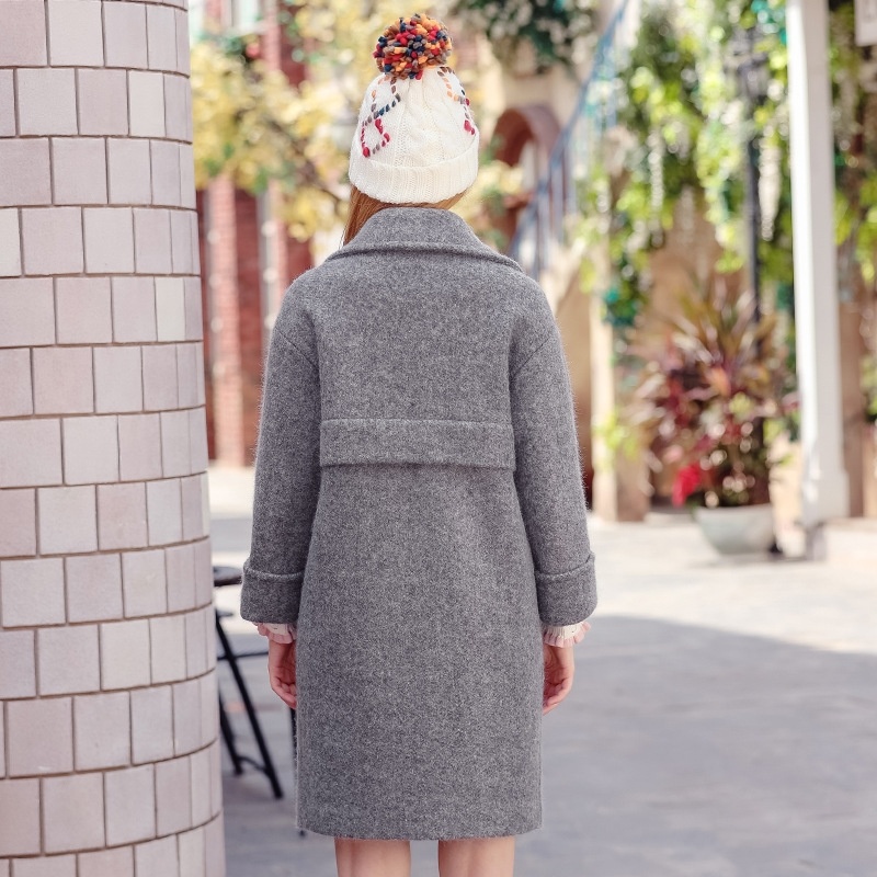 Solid Color Single Breasted Woolen Thick Woolen Coat