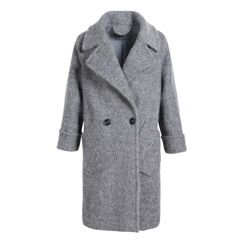 Solid Color Single Breasted Woolen Thick Woolen Coat