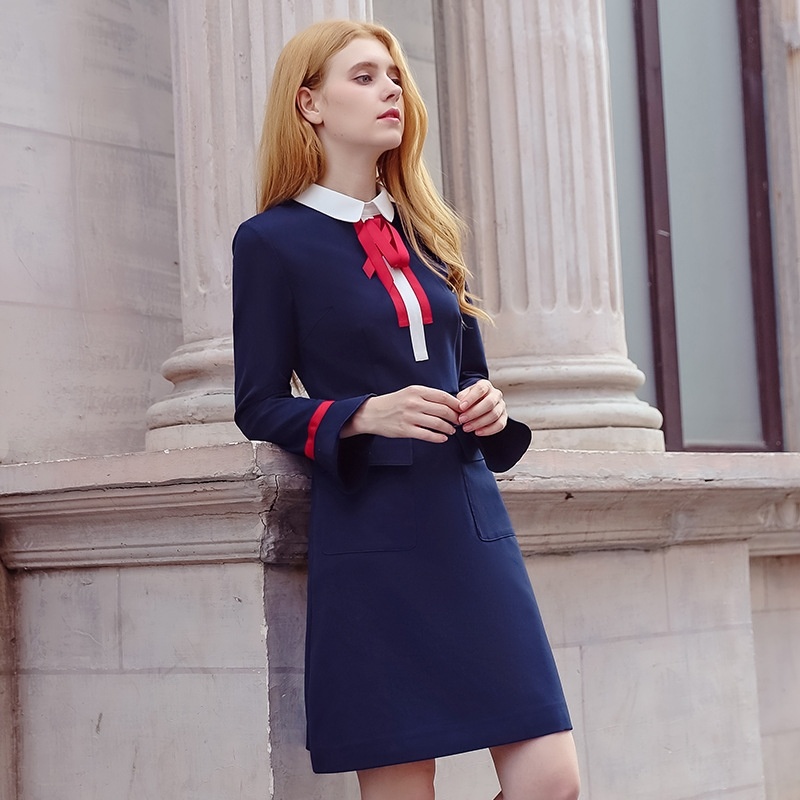 Bow Tie Doll Collar Temperament Light Cooked Dress