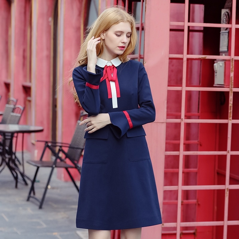 Bow Tie Doll Collar Temperament Light Cooked Dress
