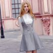 Solid Color Collar Zipper Stitching Fashion Woolen Vest Skirt