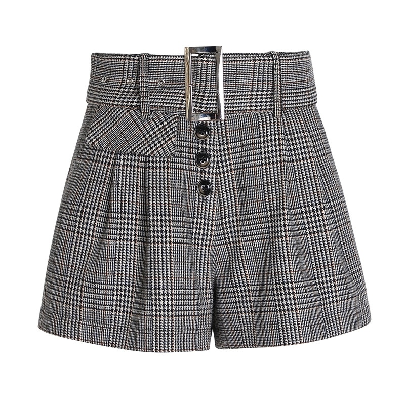 Single-Breasted Schräge Tasche Mit Hoher Taille Schlank Shorts