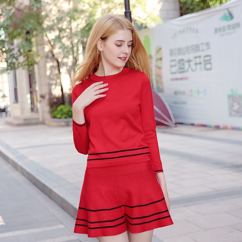 Round Neck Jumper Pullover Wild, Zwei-Stück-Mode Zwei-Stück Anzug