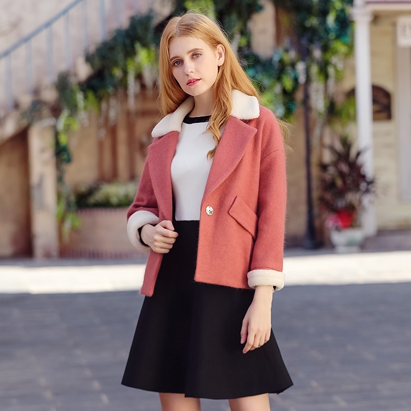 Round Collar Hit Color Horn Sleeves Fake Two Knit Dress