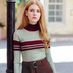 Hit Color Stitching Collar Ladies Long-Sleeved Joker Sweater