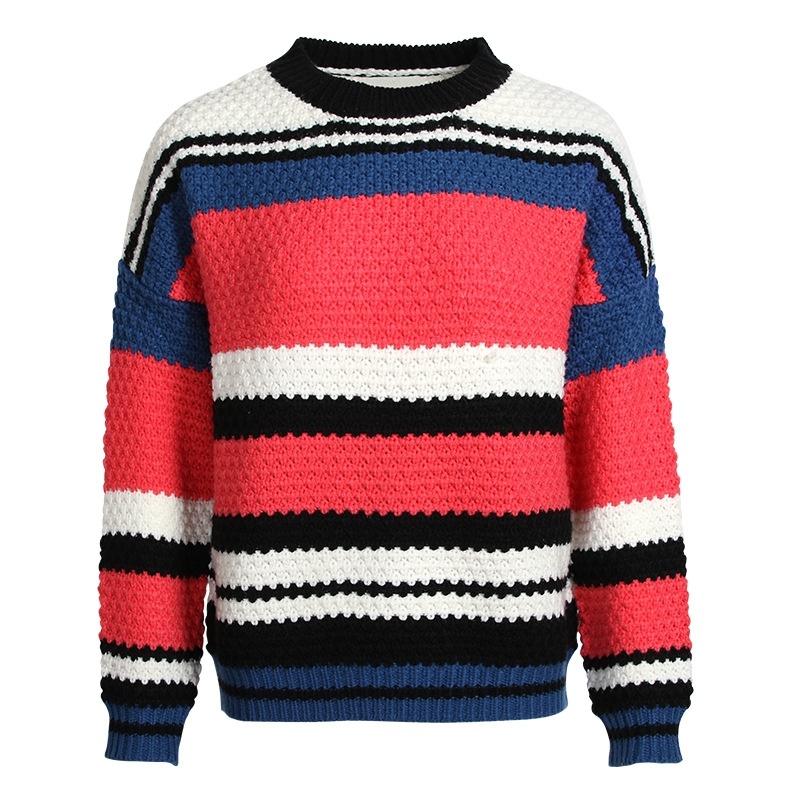 Striped Round Neck Hedging Sweet Temperament Joker Sweater