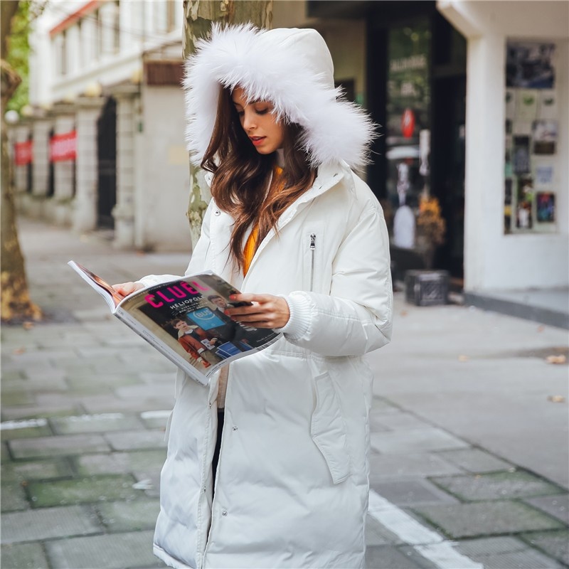 Simple Fashion Warm Waist In The Long Hair Down Jacket | VoguesUs
