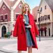 Solid Color Lapel Double Breasted Long Woolen Coat