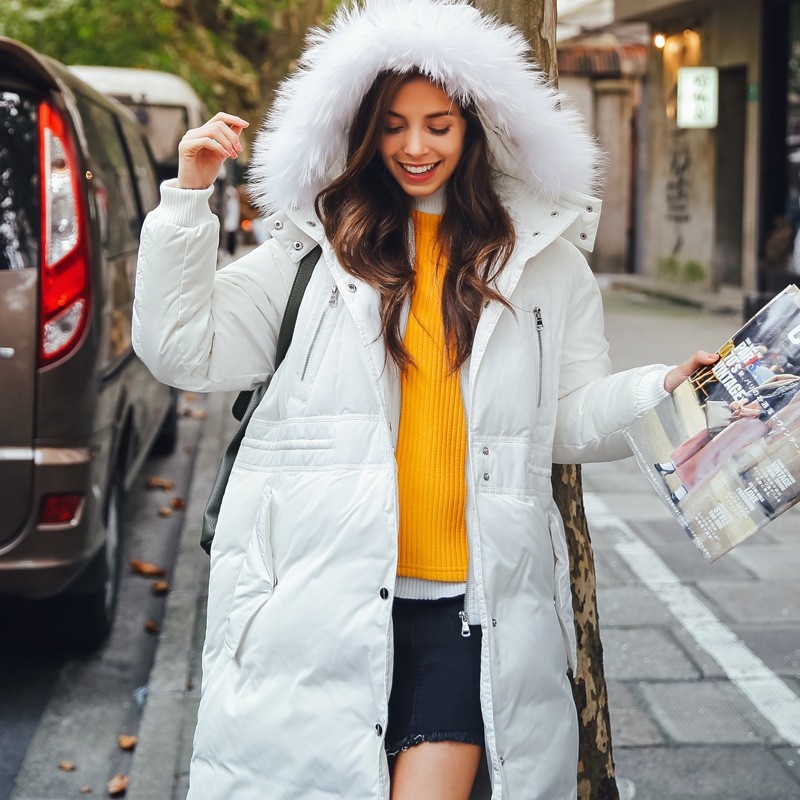 Simple Fashion Warm Waist In The Long Hair Down Jacket | VoguesUs