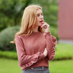 Solid Color Round Neck Hedging Sleeves Temperament Joker Lady Sweater
