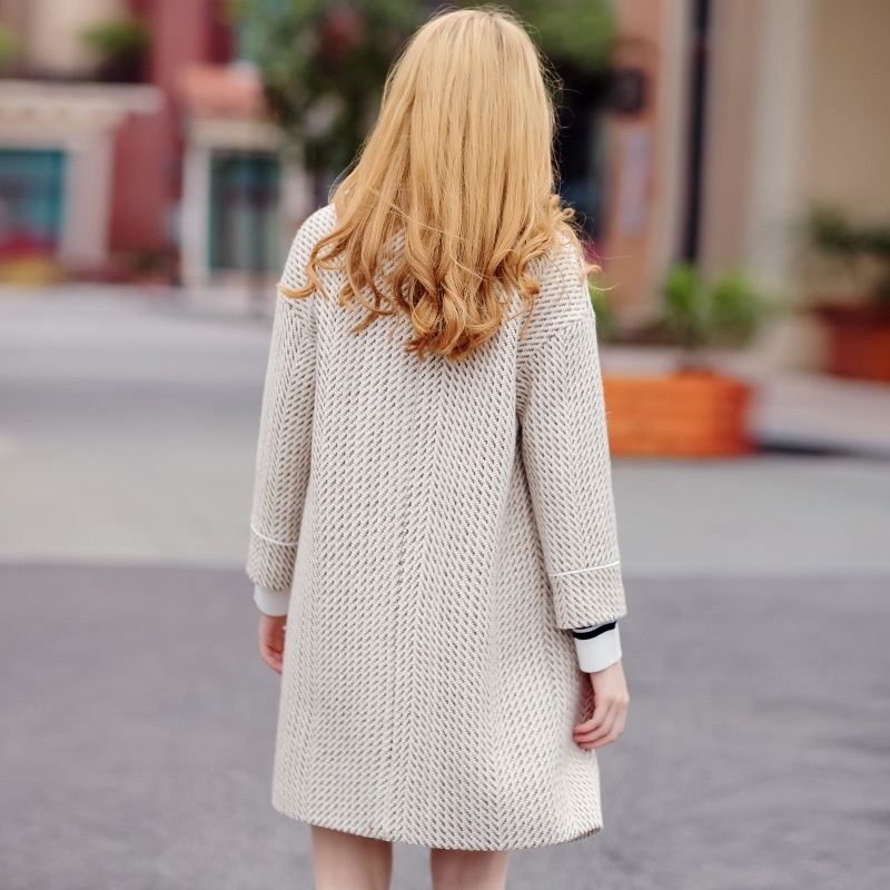 Plaid Lapel Wool Woolen Thick Wool Coat Long Thick Coat